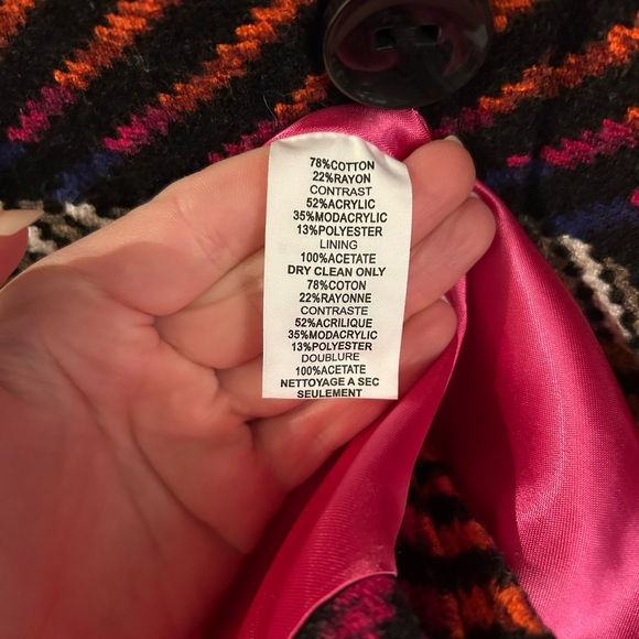 Trina Turk Kendell Striped Tweed fur collar Jacket - Picture 8 of 9